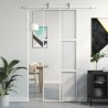 Porte coulissante blanc 76x205 cm verre trempé aluminium 