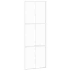 Porte coulissante blanc 76x205 cm verre trempé aluminium 