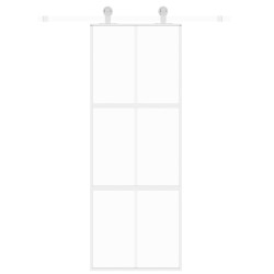 Porte coulissante blanc 76x205 cm verre trempé aluminium 