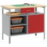 Banc de travail avec porte verrouillable Rouge 100x55x85 cm Acier 