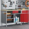 Banc de travail avec porte verrouillable Rouge 100x55x85 cm Acier 