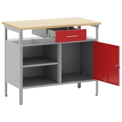 Banc de travail avec porte verrouillable Rouge 100x55x85 cm Acier 