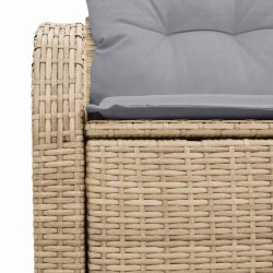Canapé de Jardin 2 Places avec Rangement et Coussins Beige Poly Rattan 