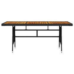 Table de jardin Noir 160x70x72 cm Résine tressée et acacia 