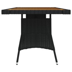 Table de jardin Noir 160x70x72 cm Résine tressée et acacia 
