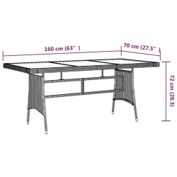 Table de jardin Noir 160x70x72 cm Résine tressée et acacia 