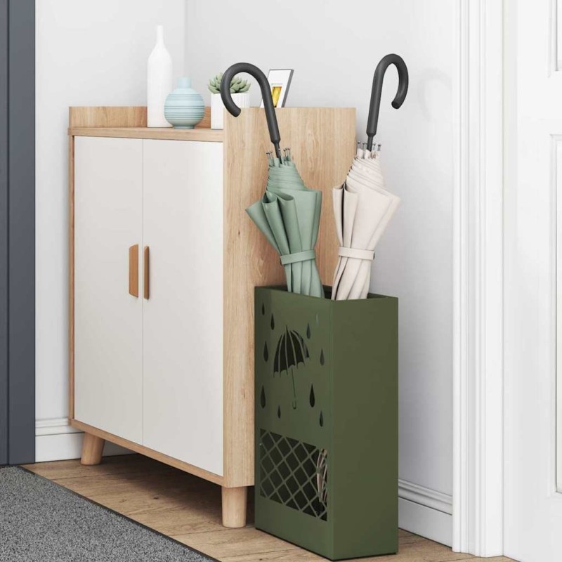 Support de parapluie vert olive, 28x12x41 cm, Acier 