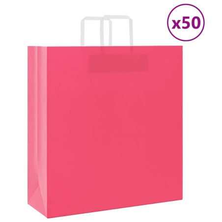 Sacs en papier 50 pcs avec poignées rose 45x17x48 cm 