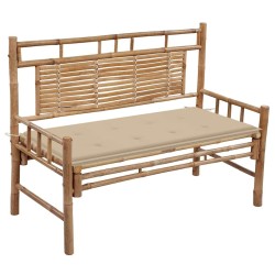 Banc de jardin avec coussin 120 cm Bambou 