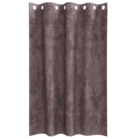 Rideaux en velours 2 pcs avec œillets marron, 175 x 140 cm 