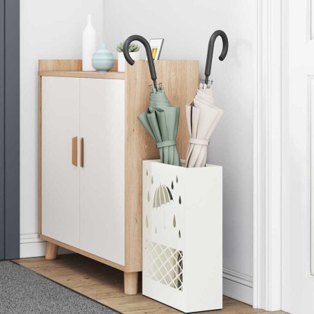 Support de parapluie blanc - 28x12x41 cm, en acier 