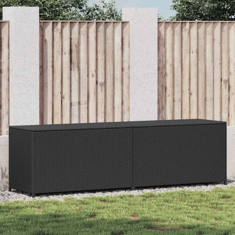 Boîte de rangement de jardin résine tressée 200x50x60 cm noir 