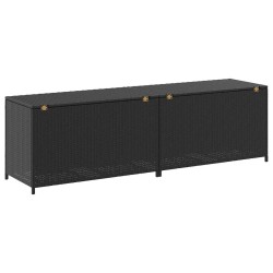 Boîte de rangement de jardin résine tressée 200x50x60 cm noir 
