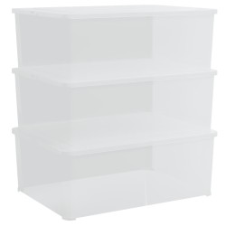 Boîtes de rangement en plastique 3 pcs 10 L empilables 