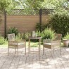 Ensemble de Bistro de Jardin 3 Pièces avec Coussins Beige en Poly Rattan 