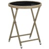 Ensemble de Bistro de Jardin 3 Pièces avec Coussins Beige en Poly Rattan 