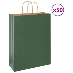 Sacs en papier 50 pcs avec poignées vert 32x12x42 cm 