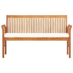 Banc de jardin 3 places avec coussin 150cm Bois d'acacia massif 