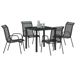 Ensemble de salle à manger de jardin 5 pièces en textilène noir et acier 