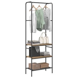 Portant à vêtements avec étagères avec étagère chêne artisanal 