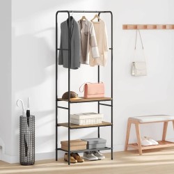 Portant à vêtements avec étagères avec étagère chêne artisanal 