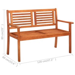Banc de jardin 2 places 120 cm Bois d'eucalyptus solide 