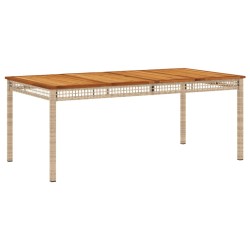Table de jardin beige 180x90x75 cm résine tressée et acacia 