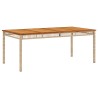 Table de jardin beige 180x90x75 cm résine tressée et acacia 
