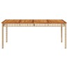 Table de jardin beige 180x90x75 cm résine tressée et acacia 