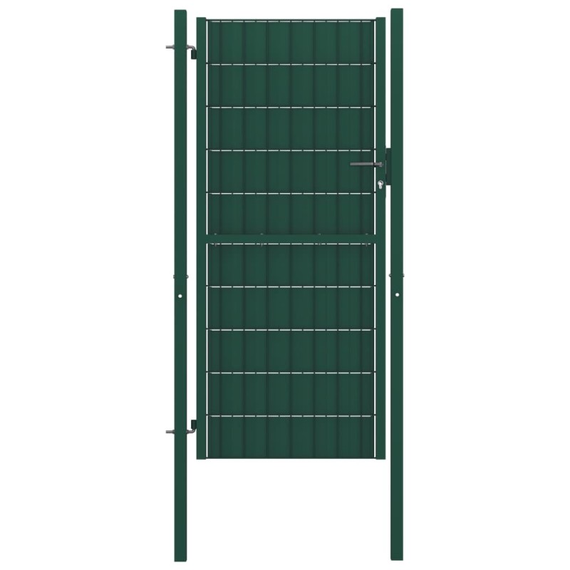 Portail de clôture PVC et acier 100x124 cm Vert   