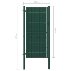 Portail de clôture PVC et acier 100x124 cm Vert   
