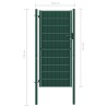 Portail de clôture PVC et acier 100x124 cm Vert   
