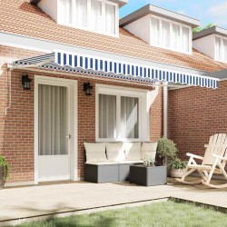 Tissu de Remplacement pour Store pour Cadre 4x2 m Bleu et Blanc 