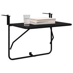 Table de balcon pliable Noir 60x40 cm en acier 