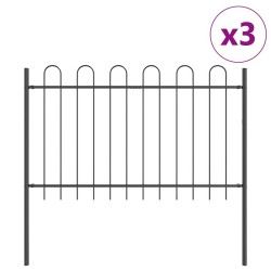 Clôture de jardin avec arc gris 5.1x1.2 m en acier 