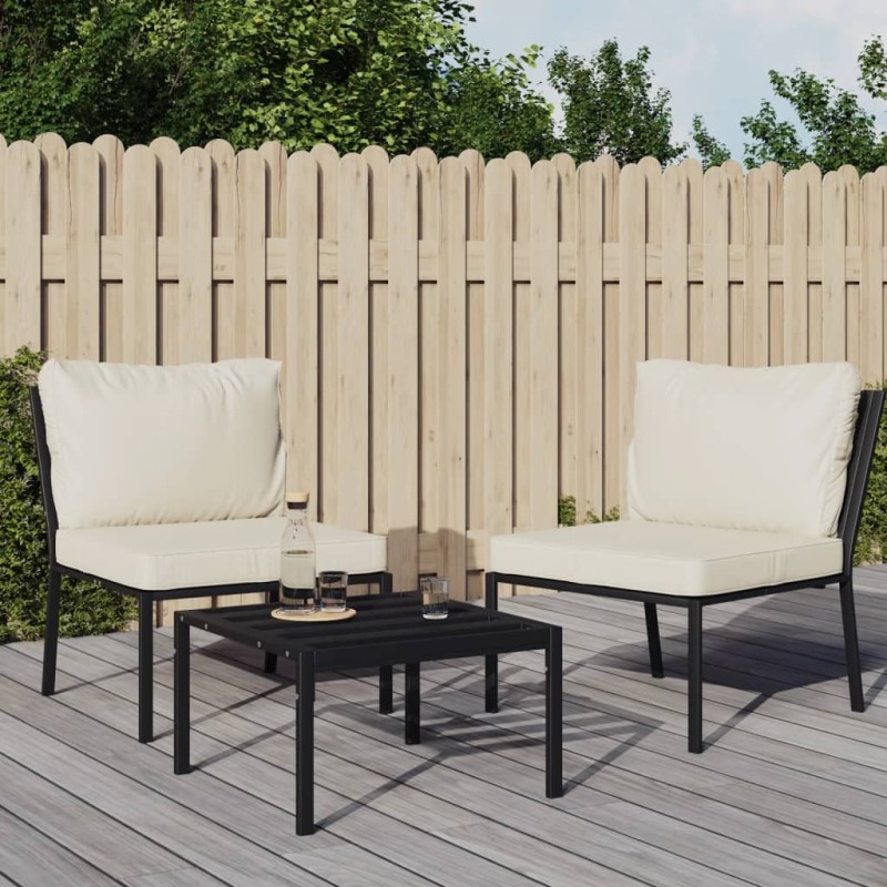 Chaises de jardin et coussins sable lot de 2 60x74x79 cm acier 