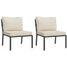 Chaises de jardin et coussins sable lot de 2 60x74x79 cm acier 