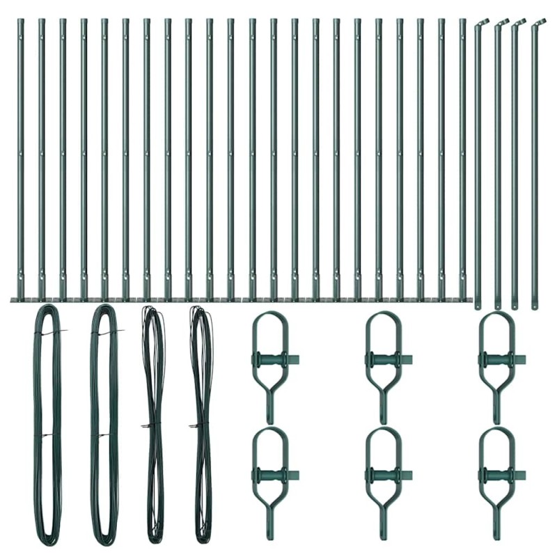 Posts de clôture avec base, 26 pcs, Ø32mm, 90cm, en acier galvanisé. 