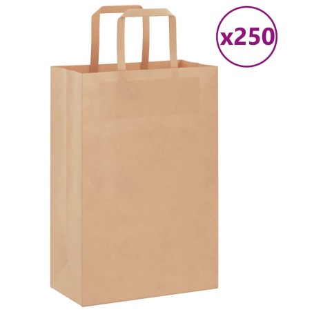 Sacs en papier 250 pcs avec poignées marron 21x11x31 cm 