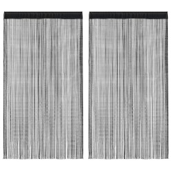 Rideau en fils 2 pcs 100 x 250 cm Noir 