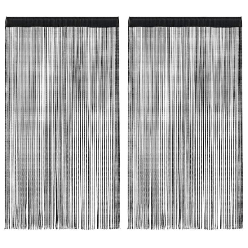 Rideau en fils 2 pcs 100 x 250 cm Noir Rideau en fils 2 pcs 100 x 250 cm Noir