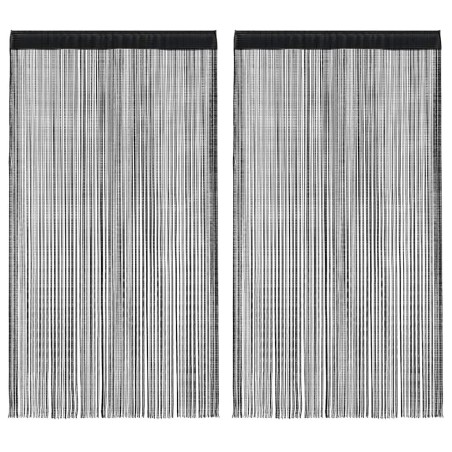Rideau en fils 2 pcs 100 x 250 cm Noir 