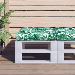 Coussin de palette motif de feuilles 50x50x12 cm tissu 