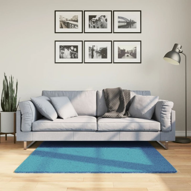 Tapis OVIEDO à poils courts turquoise 120x120 cm 