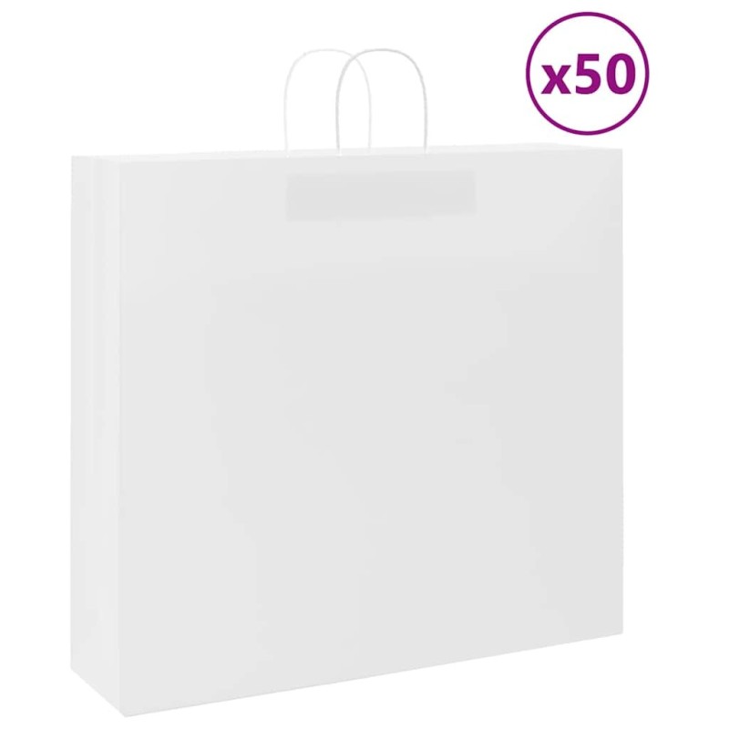 Sacs en papier 50 pcs avec poignées blanc 54x15x49 cm 