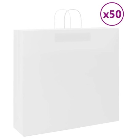 Sacs en papier 50 pcs avec poignées blanc 54x15x49 cm 
