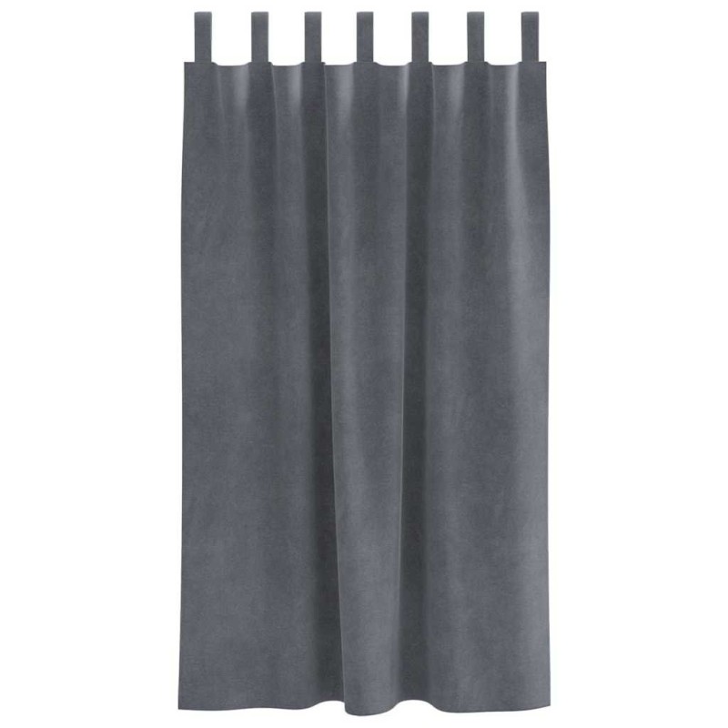Rideaux occultants avec boucles de suspension 2 pcs en velours gris clair super léger 