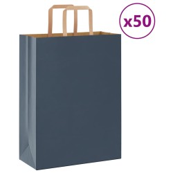 Sacs en papier 50 pcs avec poignées bleu 26x12x35 cm 