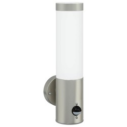 Luminaires muraux extérieurs avec capteur 2 pcs Argent Acier inoxydable IP44 