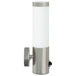 Luminaires muraux extérieurs avec capteur 2 pcs Argent Acier inoxydable IP44 